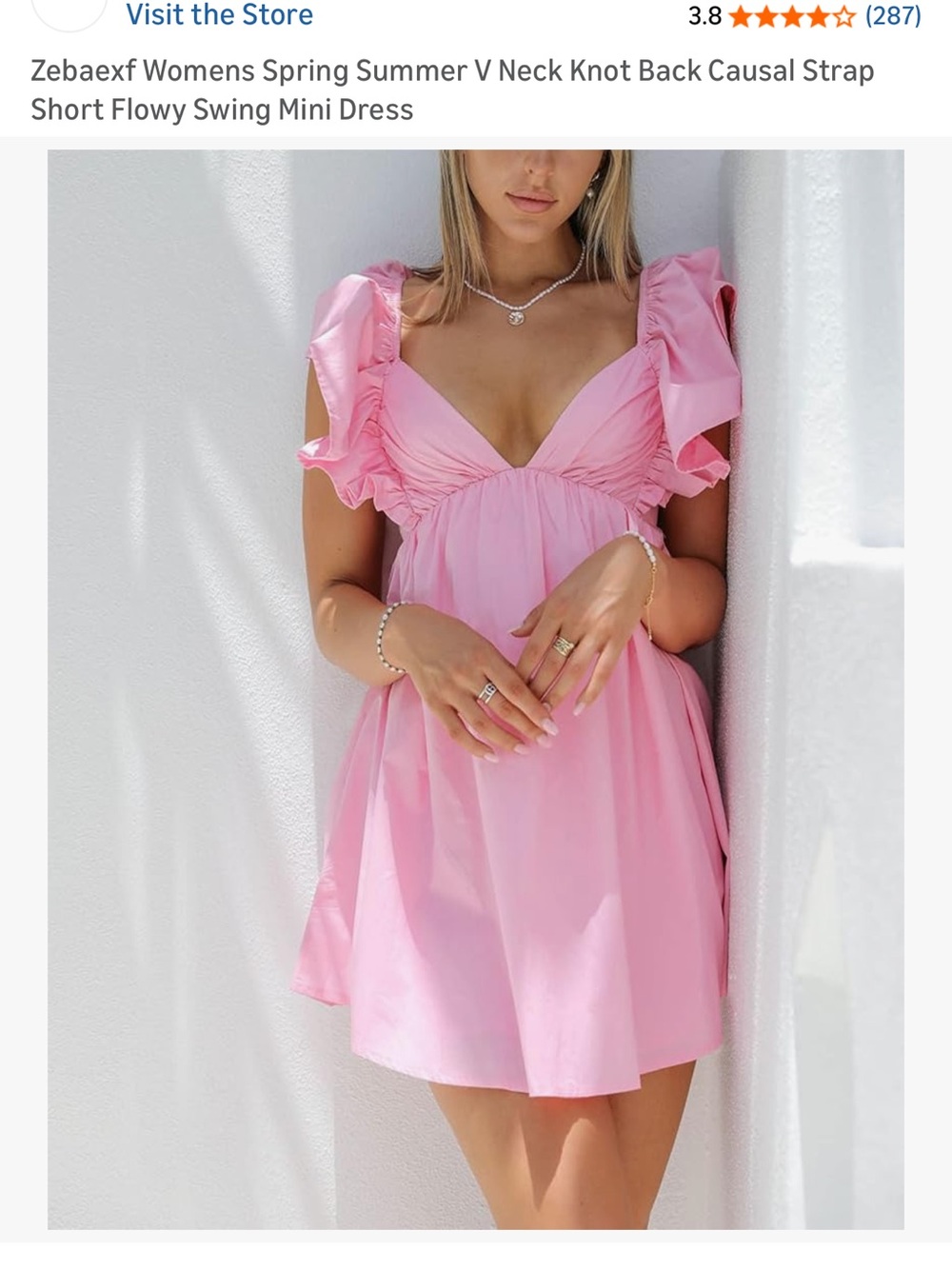 NWOT Pink Ruffle Mini Dress - Sleeveless V-Neck